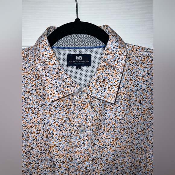 Michael Brandon Orange and Blue Dress Shirt Size Mens Large - Picture 4 of 4